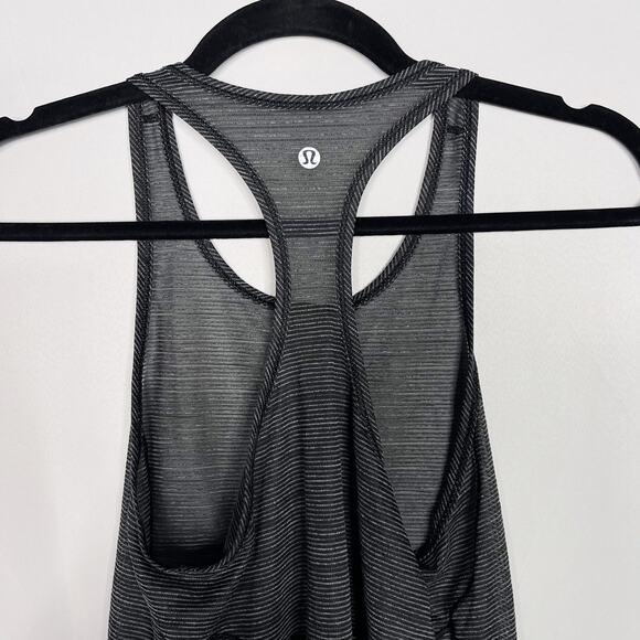 Lululemon Womens 2 Heathered Black Gray Long Distance Racerback Tank Scoop Neck - Picture 7 of 8